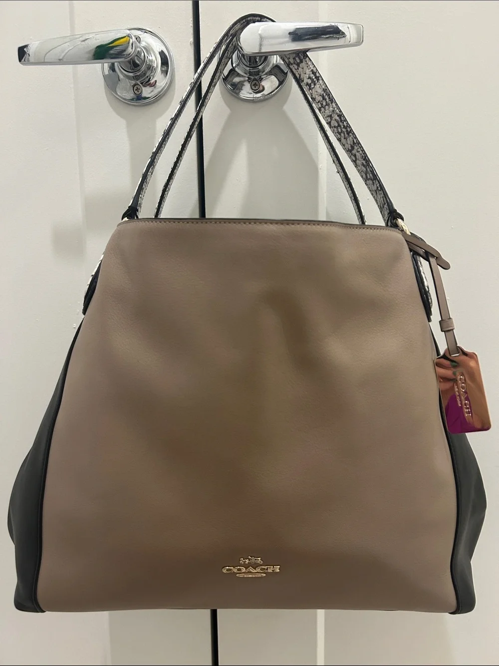 Coach Edie 31 Colorblock Exotic Embossed Leather Shoulder Bag